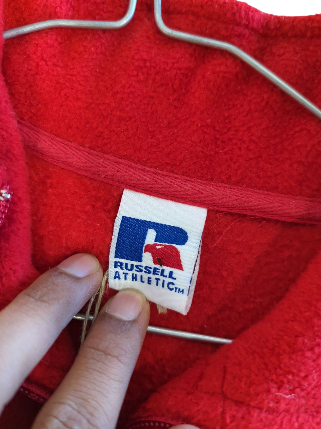 Russell Athletic Red & Black Quarter Zip Fleece Pullover