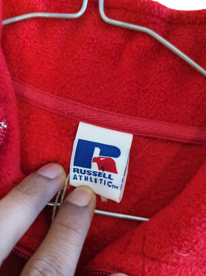 Russell Athletic Red & Black Quarter Zip Fleece Pullover