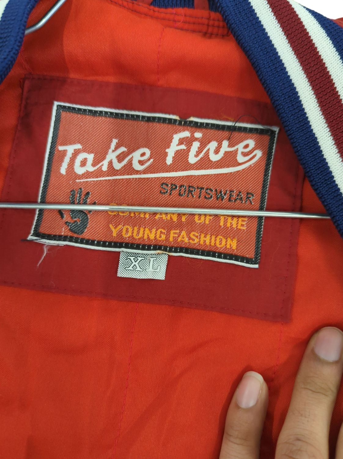 Vintage Take Five Bomber Jacket with Varsity Logo - Size XL