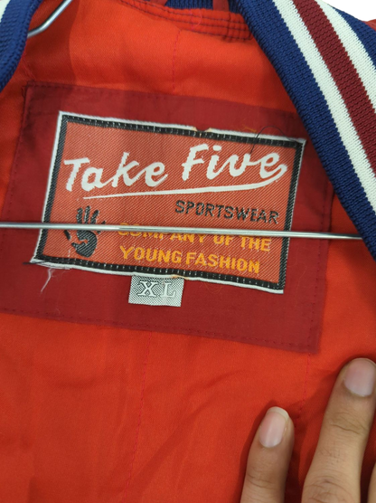 Vintage Take Five Bomber Jacket with Varsity Logo - Size XL