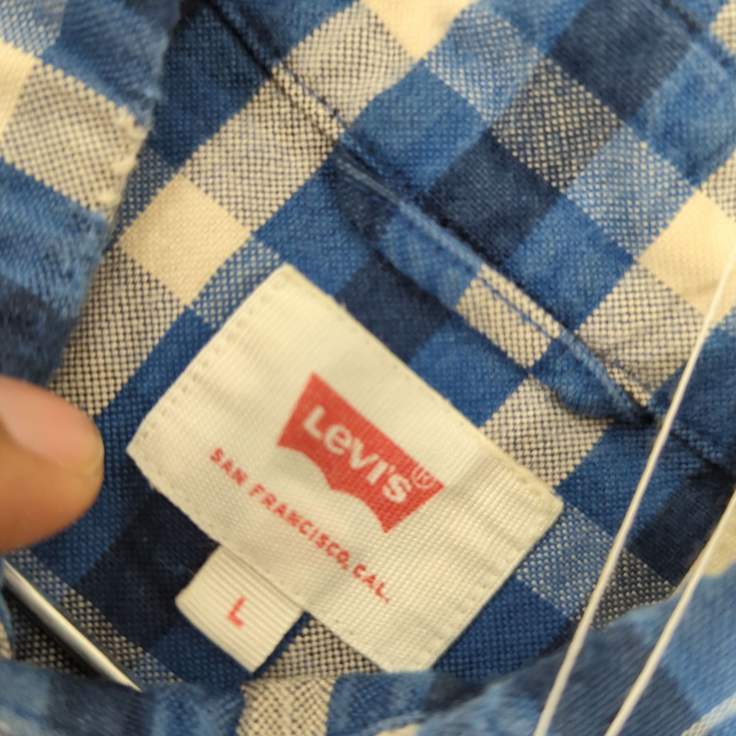 Levi's Blue Checkered Button-Down Shirt - Size L