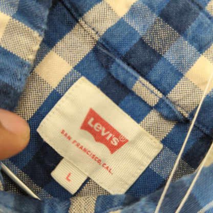 Levi's Blue Checkered Button-Down Shirt - Size L