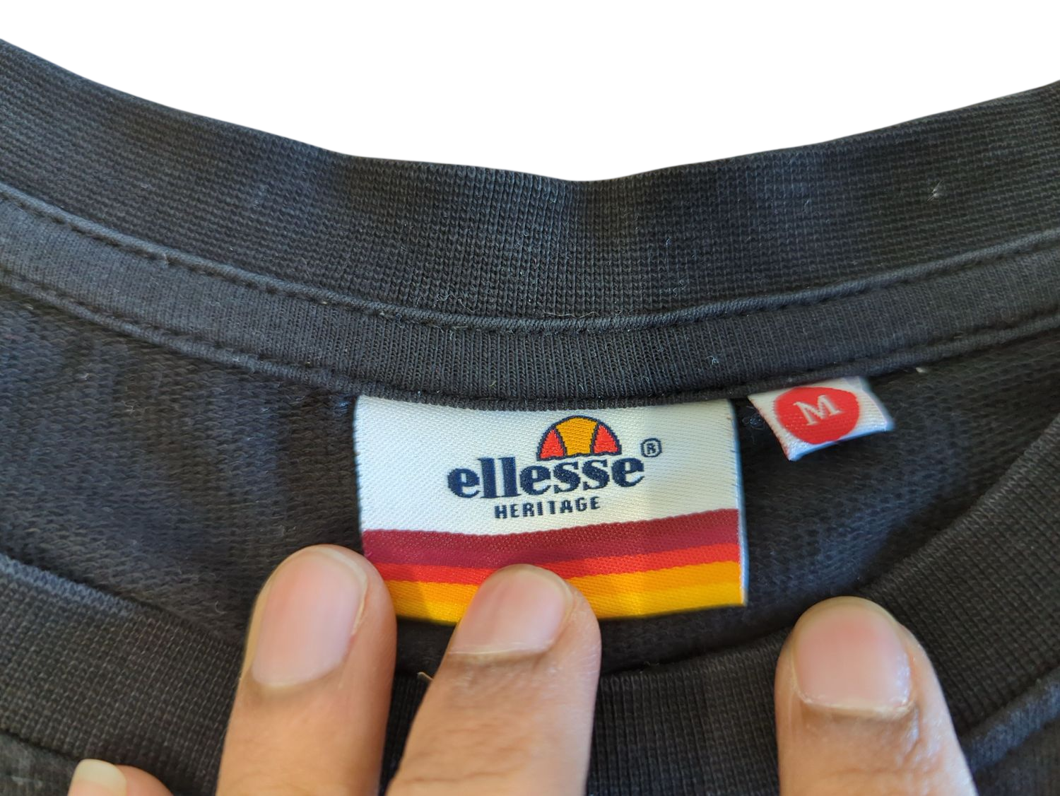 Ellesse Heritage Black Sweatshirt with Tape Detail - Size M