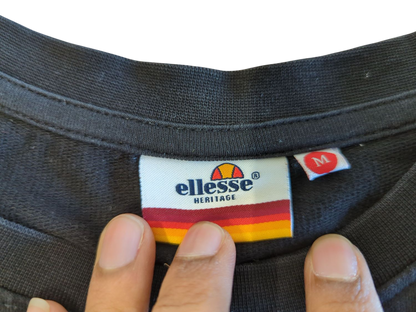 Ellesse Heritage Black Sweatshirt with Tape Detail - Size M