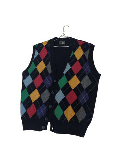 Vintage Fila BJ Argyle Pattern Wool Sweater Vest - Made in Italy