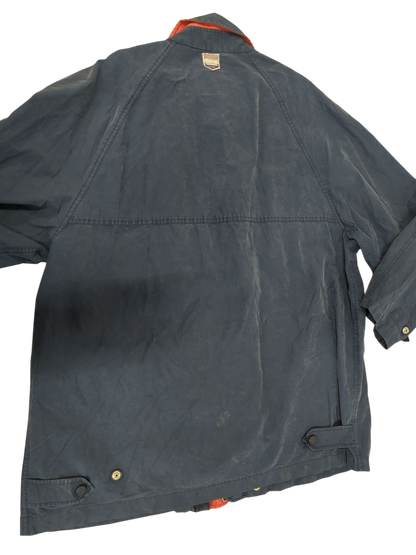 Trussardi Sport Navy Blue Windbreaker Jacket with Red Trim