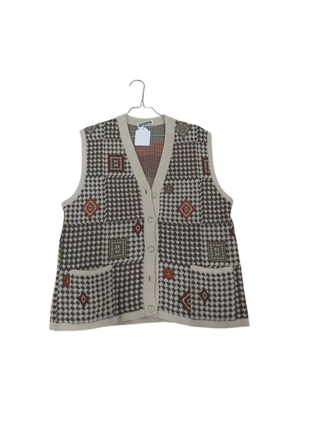 Gönner Houndstooth Knit Vest - Size 44 - Made in Germany