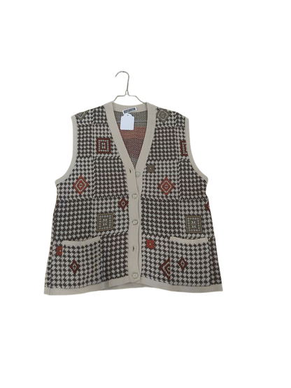 Gönner Houndstooth Knit Vest - Size 44 - Made in Germany