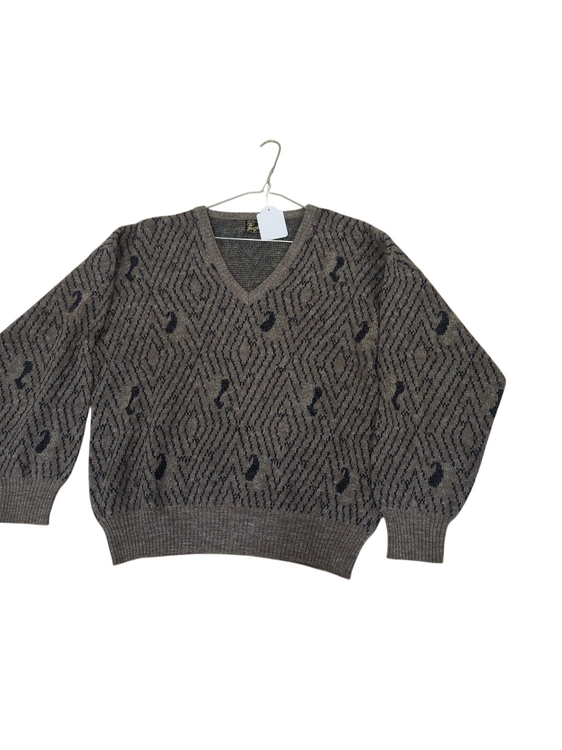 Vintage Maglificio D'oro Grey Patterned Wool Sweater