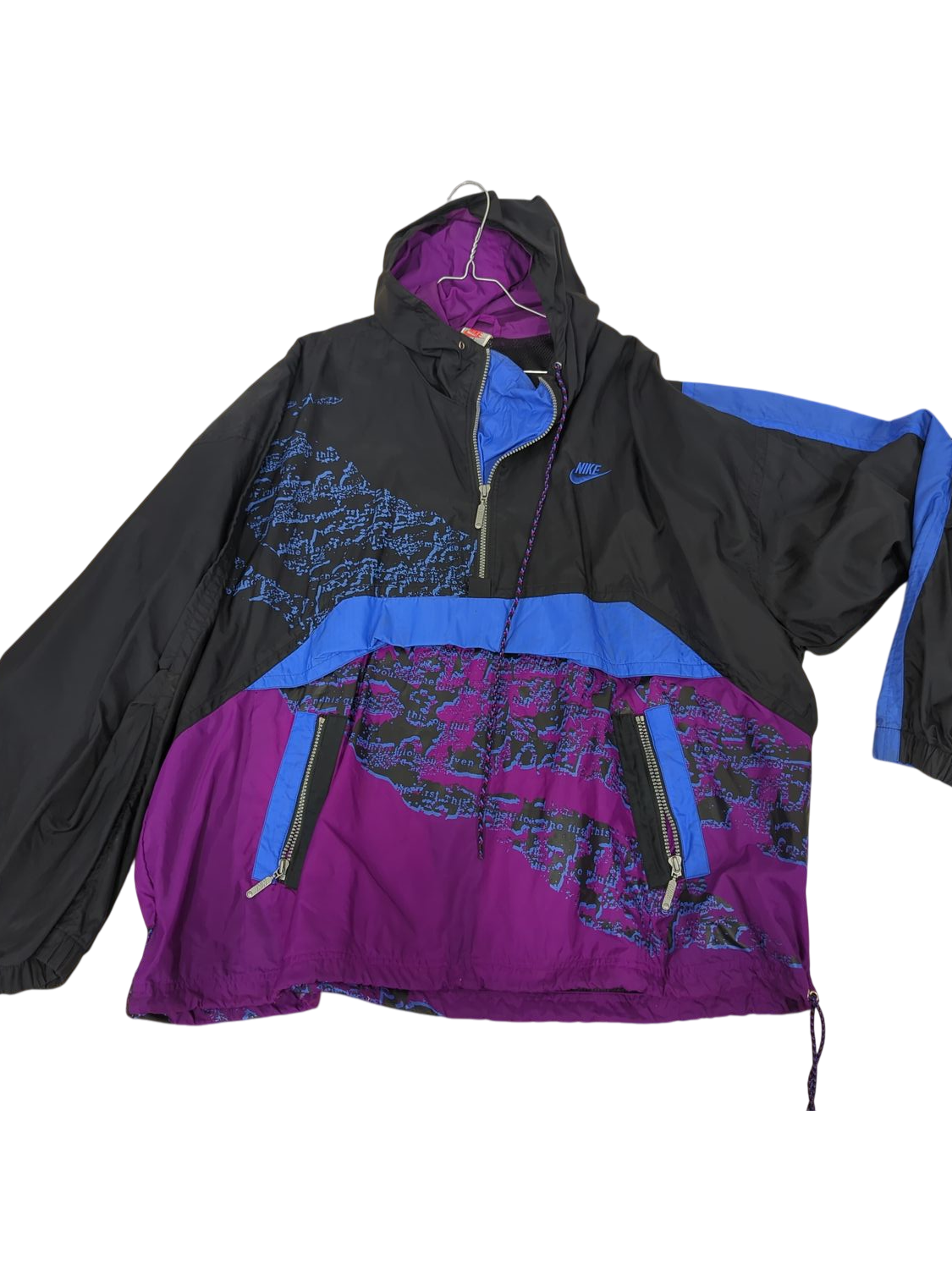 Vintage Nike Windbreaker Jacket - Black/Purple/Blue - Size XXL
