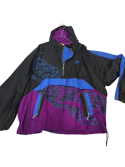 Vintage Nike Windbreaker Jacket - Black/Purple/Blue - Size XXL