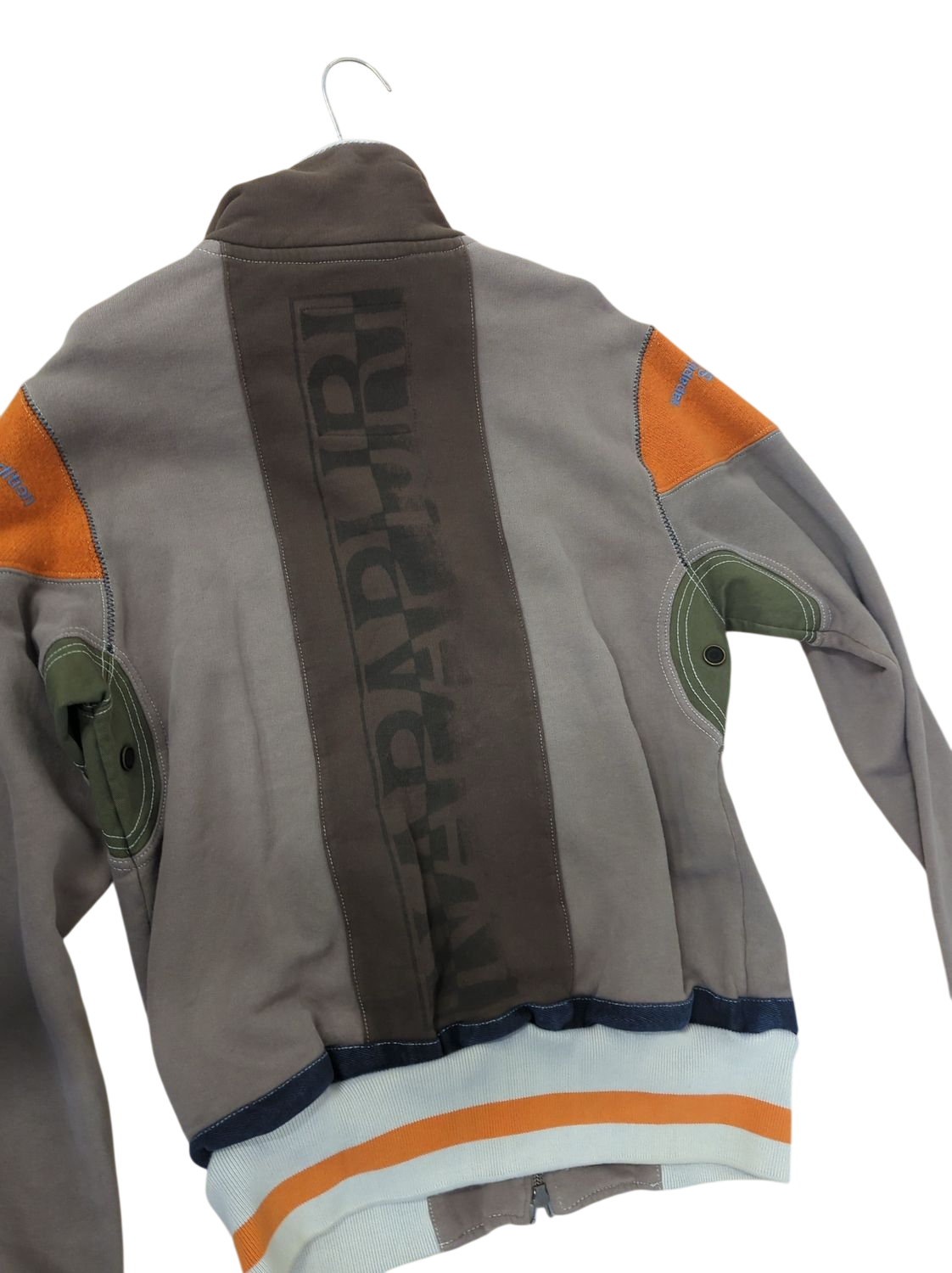 Napapijri Men's Zip-Up Jacket - Grey & Orange - Size M
