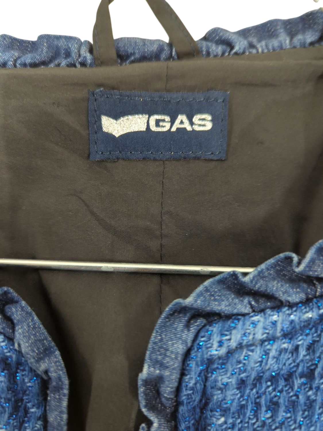 GAS Blue Denim Jacket - Textured Knit Design
