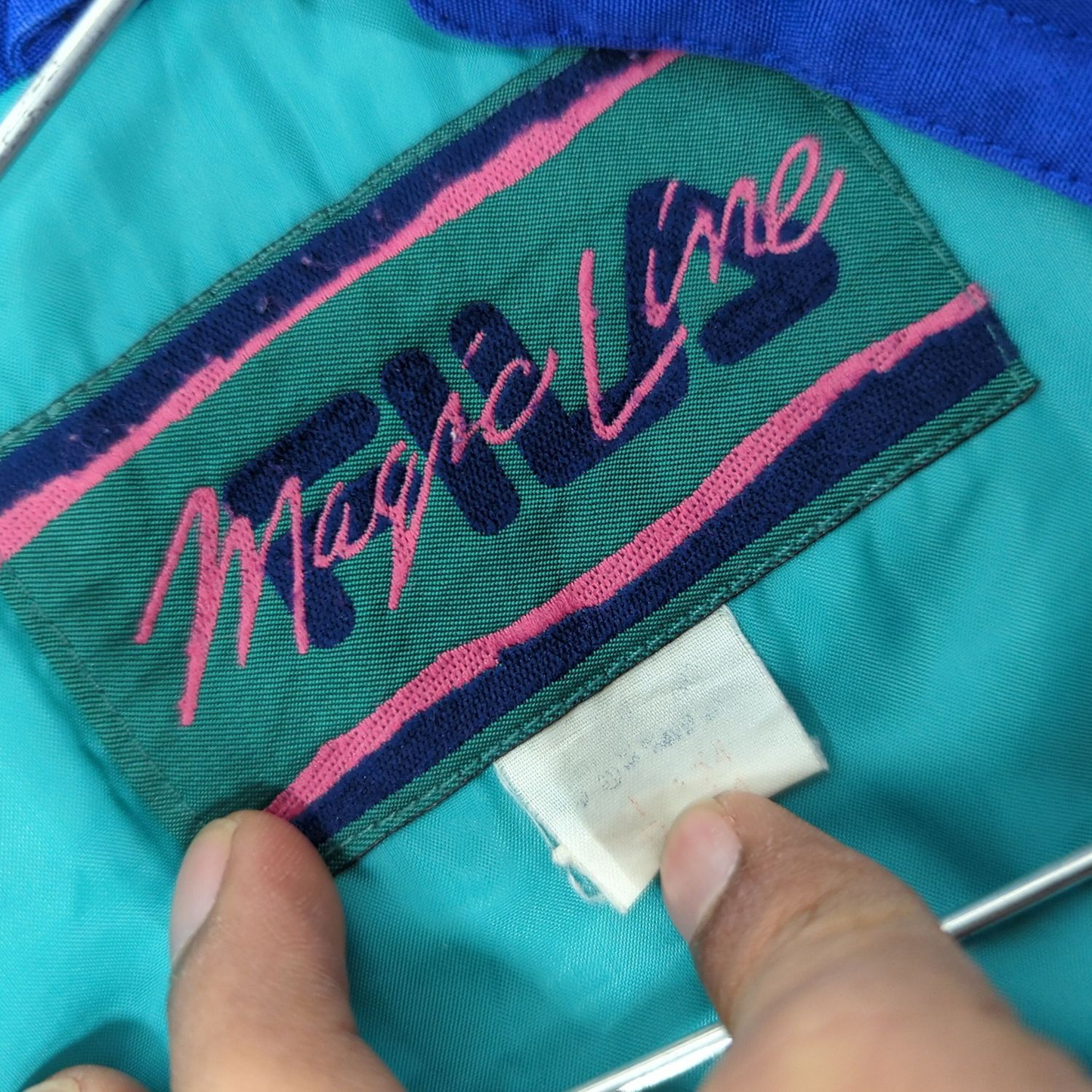 Vintage Sun Trekker Blue Windbreaker Jacket with Teal Lining