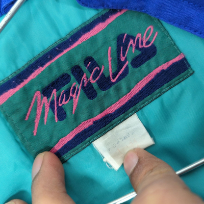 Vintage Sun Trekker Blue Windbreaker Jacket with Teal Lining