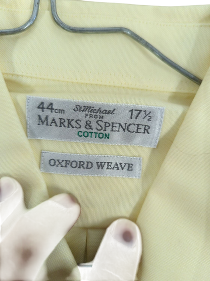 Marks & Spencer Yellow Oxford Button-Down Shirt - Size 17½