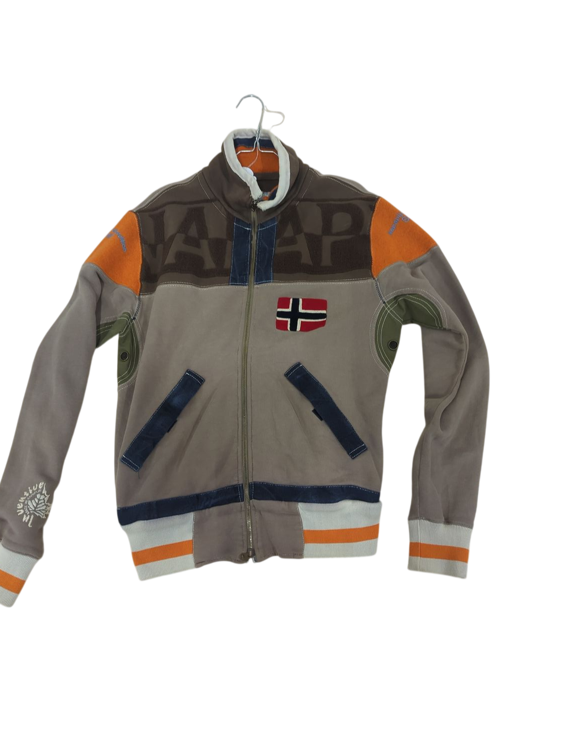 Napapijri Men's Zip-Up Jacket - Grey & Orange - Size M