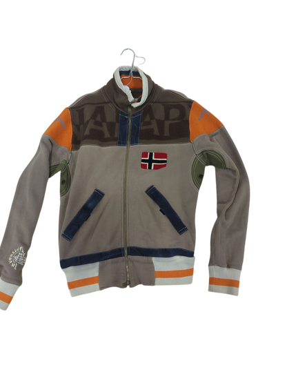 Napapijri Men's Zip-Up Jacket - Grey & Orange - Size M