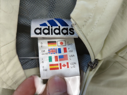 Adidas Beige Windbreaker Jacket with Reflective Strip - Size L