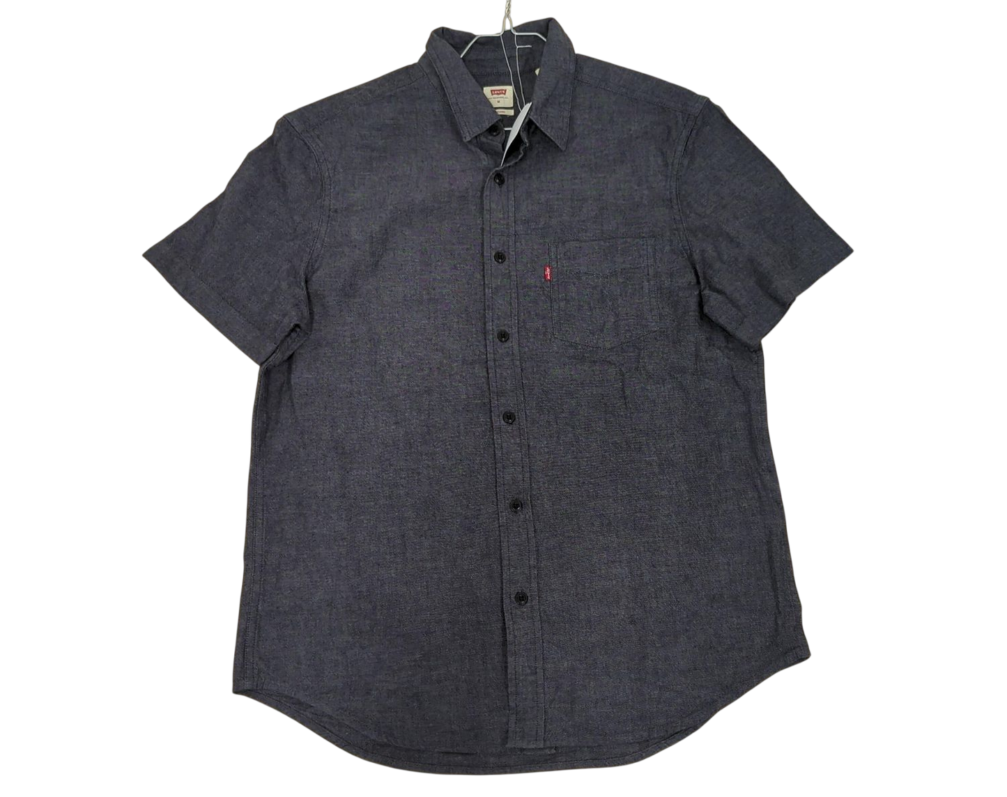 Men's Navy Denim Short Sleeve Button-Down Shirt