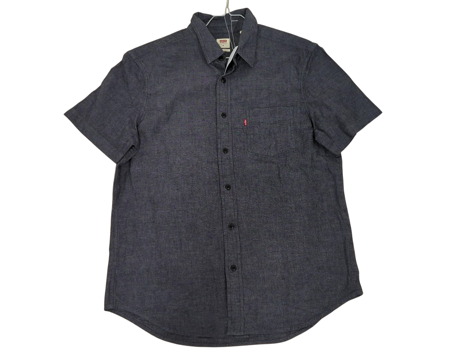 Men's Navy Denim Short Sleeve Button-Down Shirt