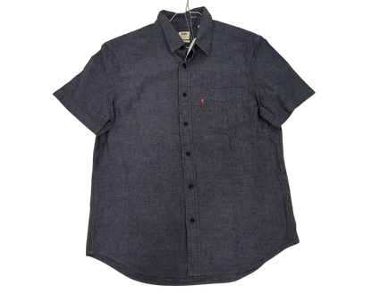 Men's Navy Denim Short Sleeve Button-Down Shirt
