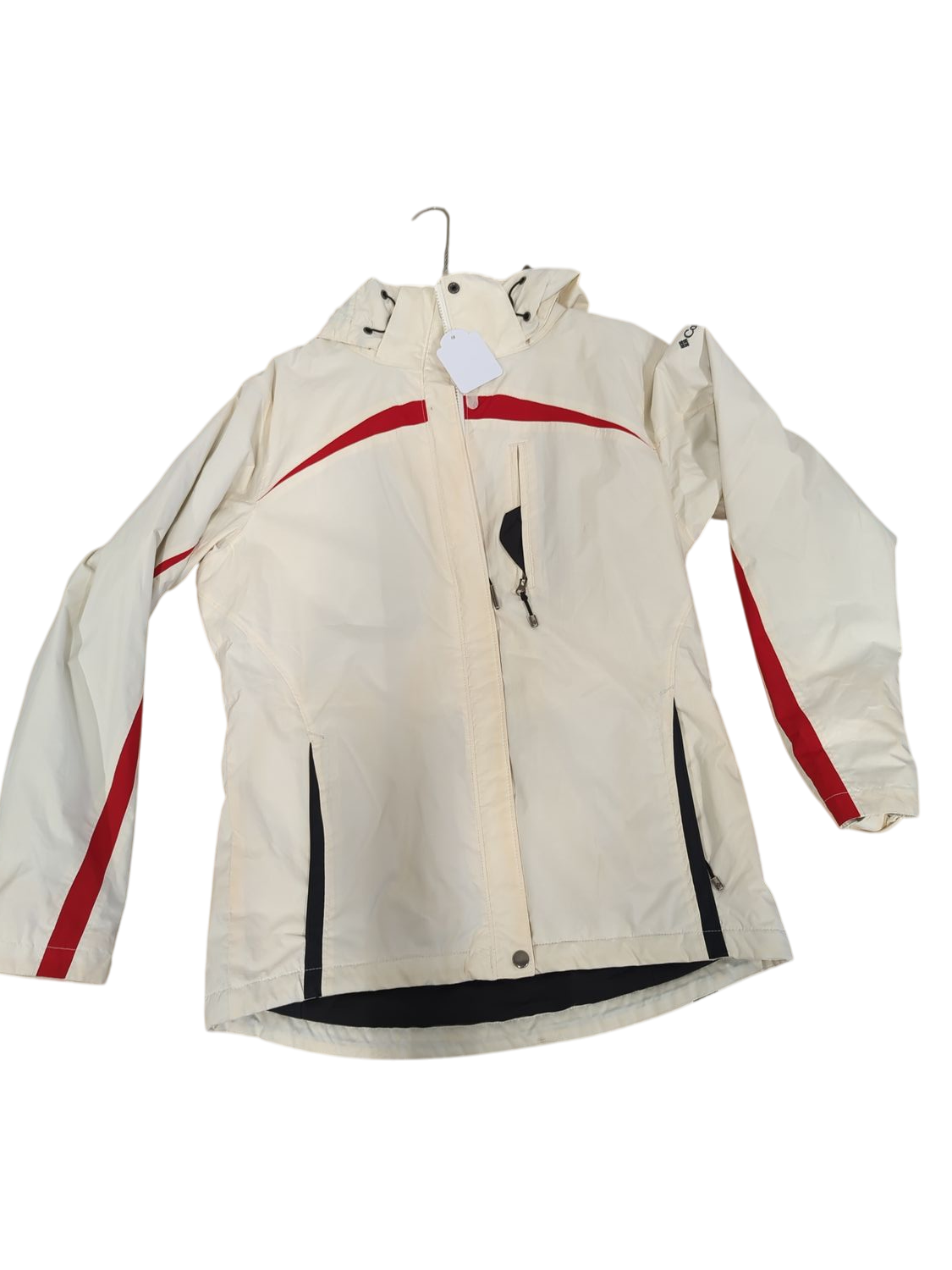 Columbia Sportswear White Windbreaker Jacket with Red Accents - Size M