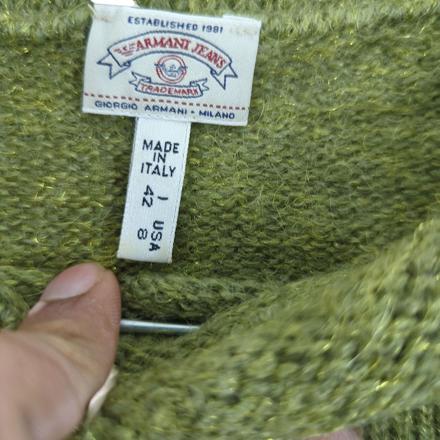 Vintage Army & Navy Green Wool Sweater - Made in Italy - Size 42