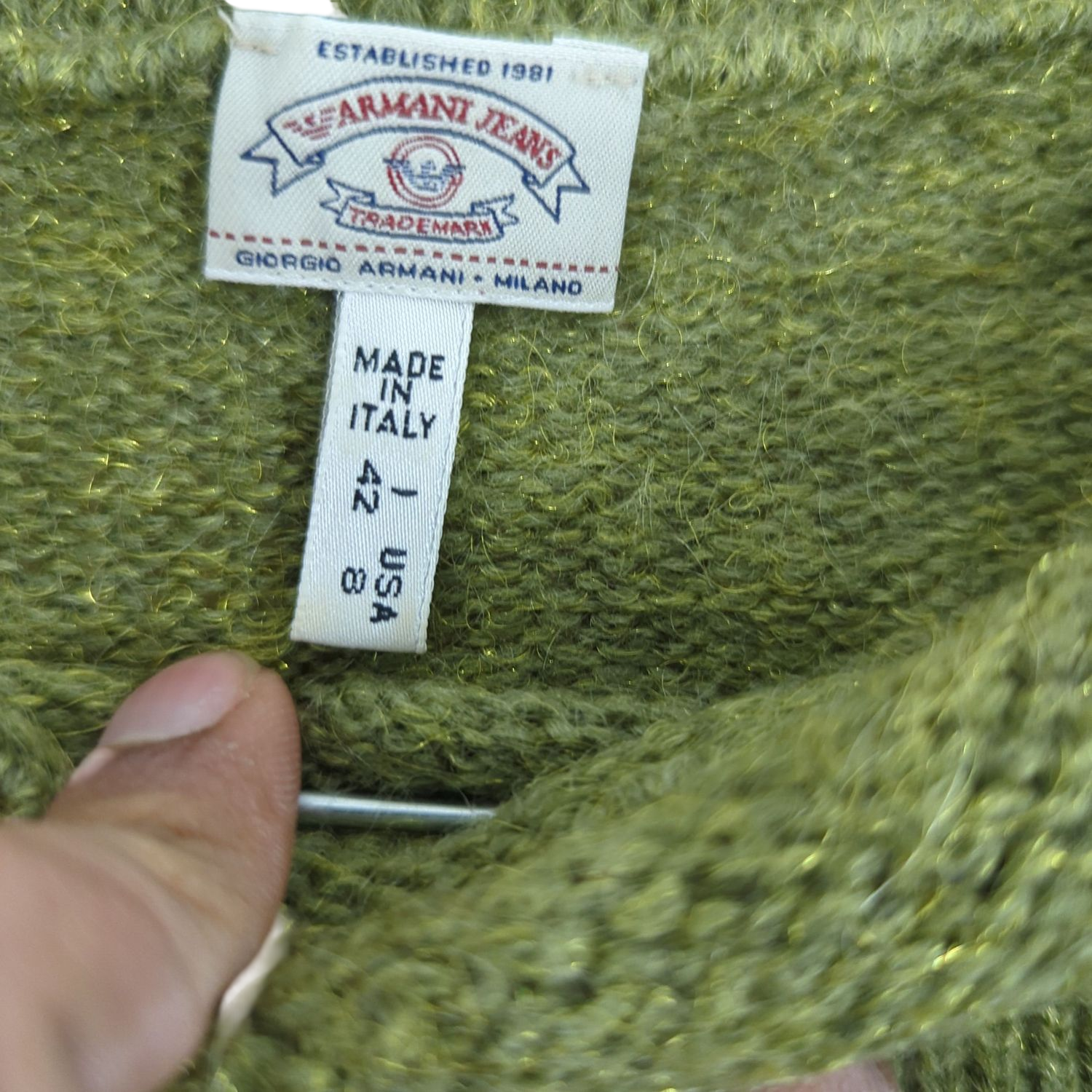 Vintage Army & Navy Green Wool Sweater - Made in Italy - Size 42