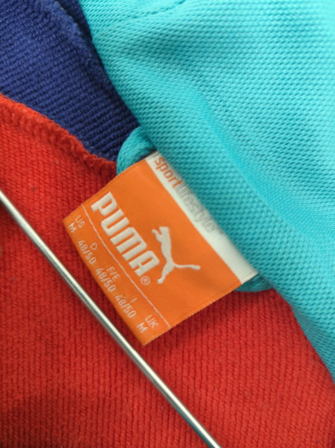 Puma Colorblock Windbreaker Jacket - Red/Navy with Turquoise Accents