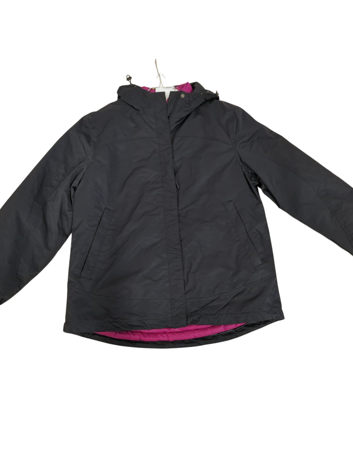 Quechua Black Windbreaker Jacket with Pink Lining - Size M