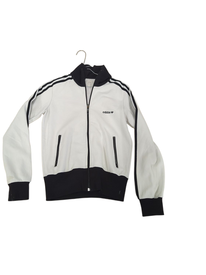 Adidas White & Black Track Jacket - Size 38