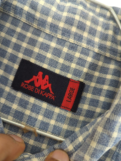 Kappa Robe di Kappa Blue Checkered Button-Down Shirt - Size Large