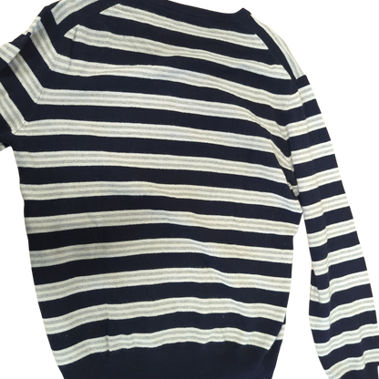 Ungaro Knitwear Navy Striped Sweater - Long Sleeve Crew Neck