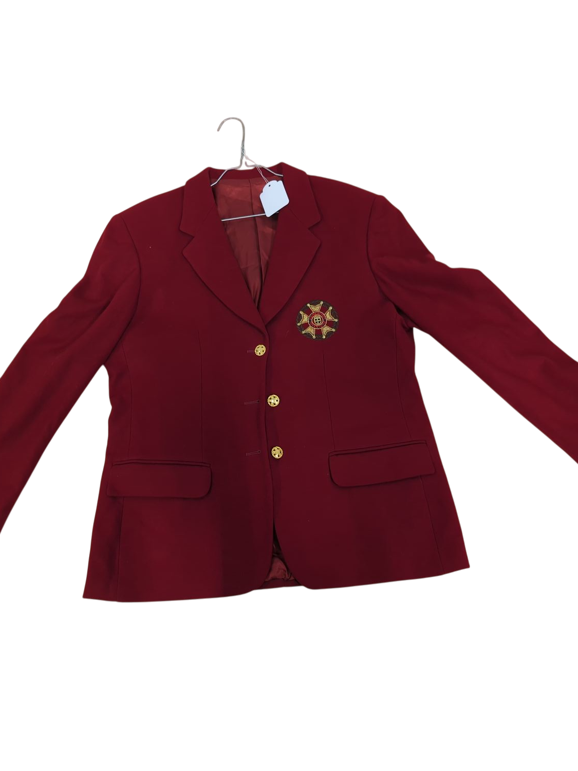 Elegant Red Ceremonial Blazer with Embroidered Emblem
