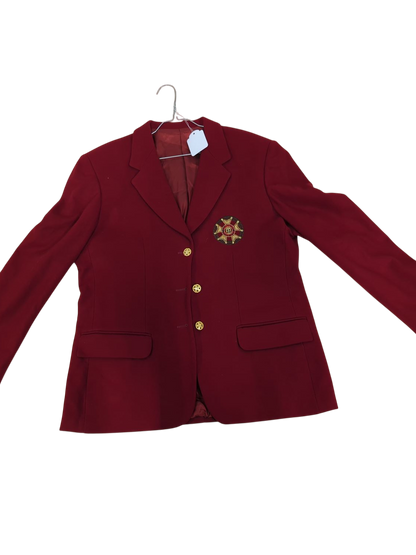 Elegant Red Ceremonial Blazer with Embroidered Emblem