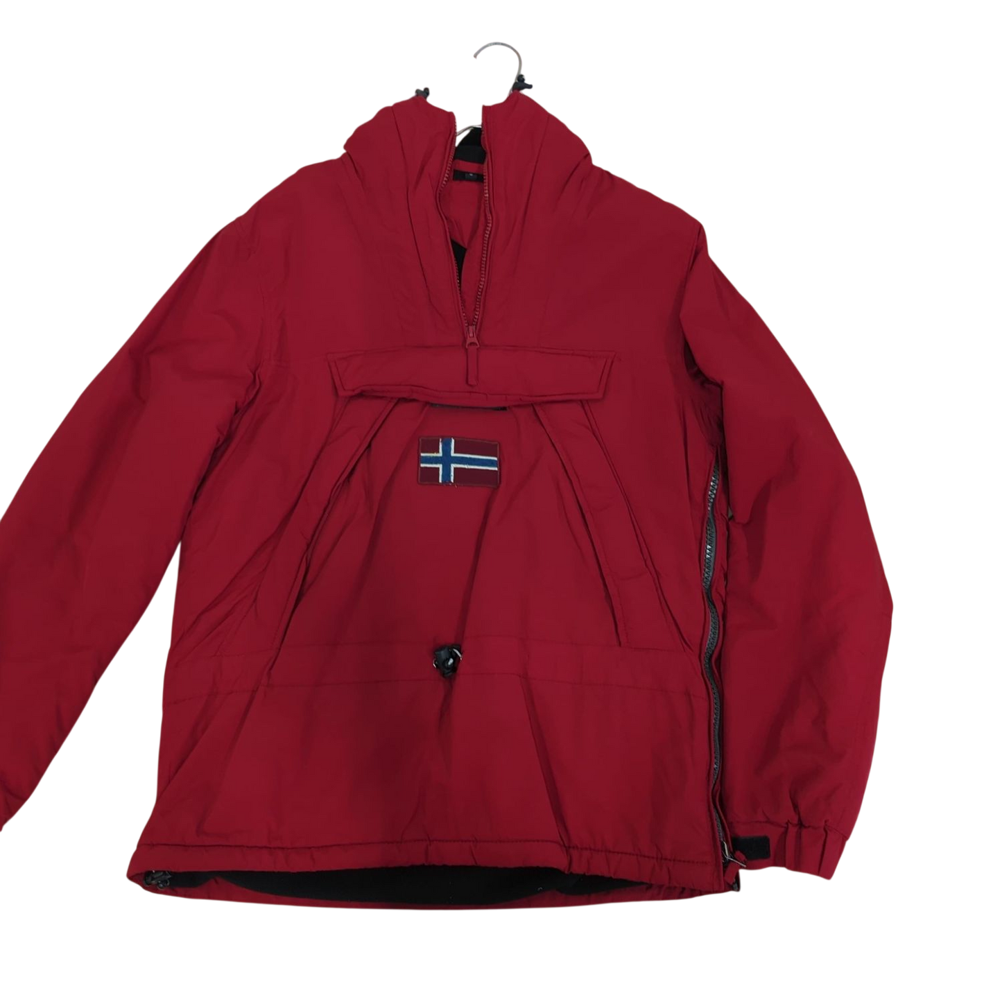 Norwegian Red Parka Jacket with Flag Emblem