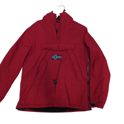 Norwegian Red Parka Jacket with Flag Emblem
