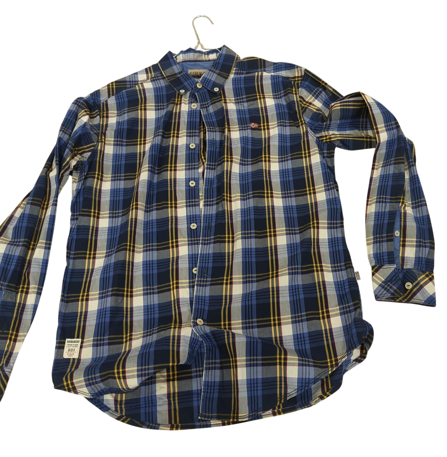 Napapijri Blue Plaid Button-Down Shirt - Regular Fit