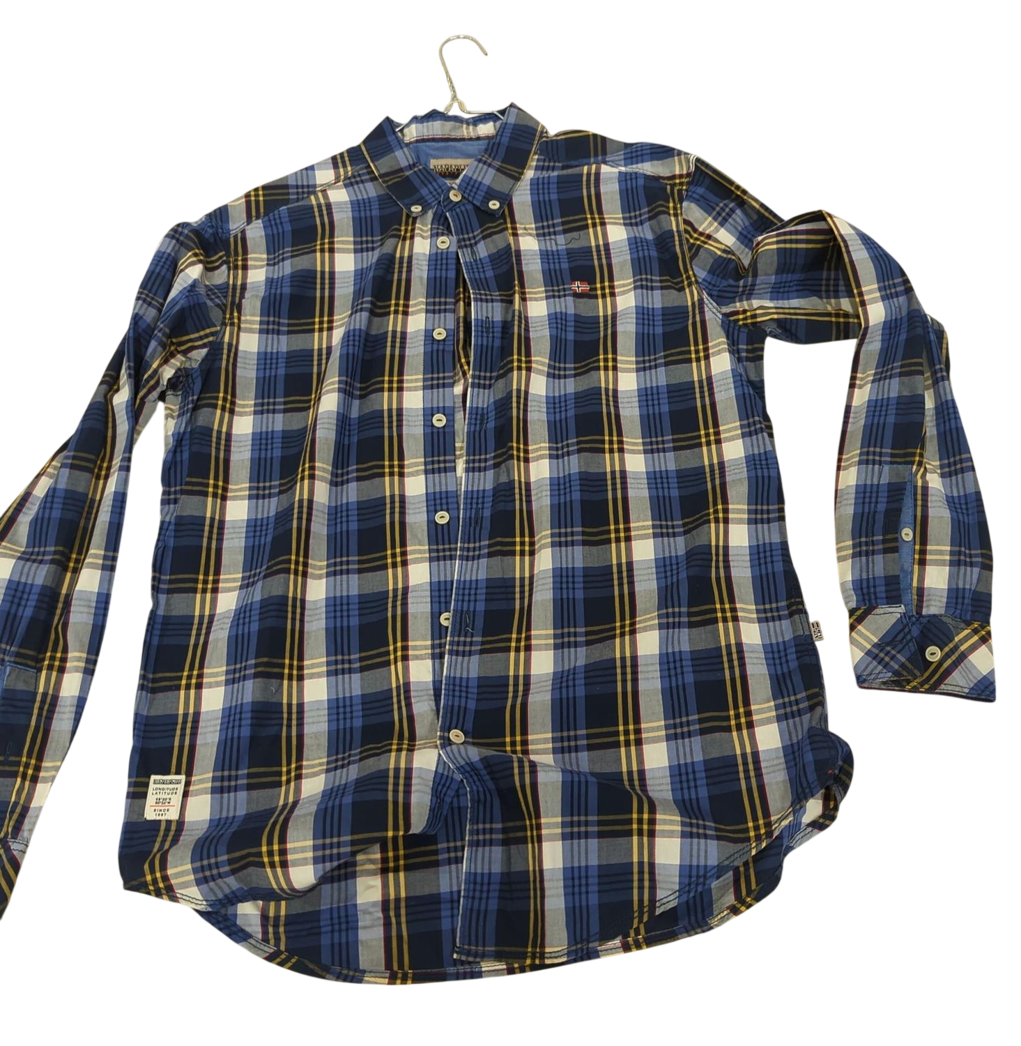 Napapijri Blue Plaid Button-Down Shirt - Regular Fit