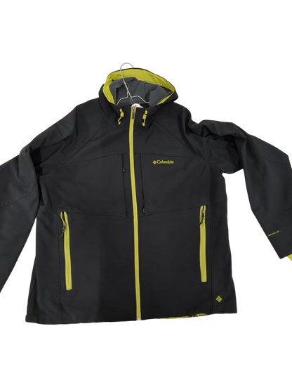 Columbia Black Windbreaker Jacket with Yellow Accents - Size XXL