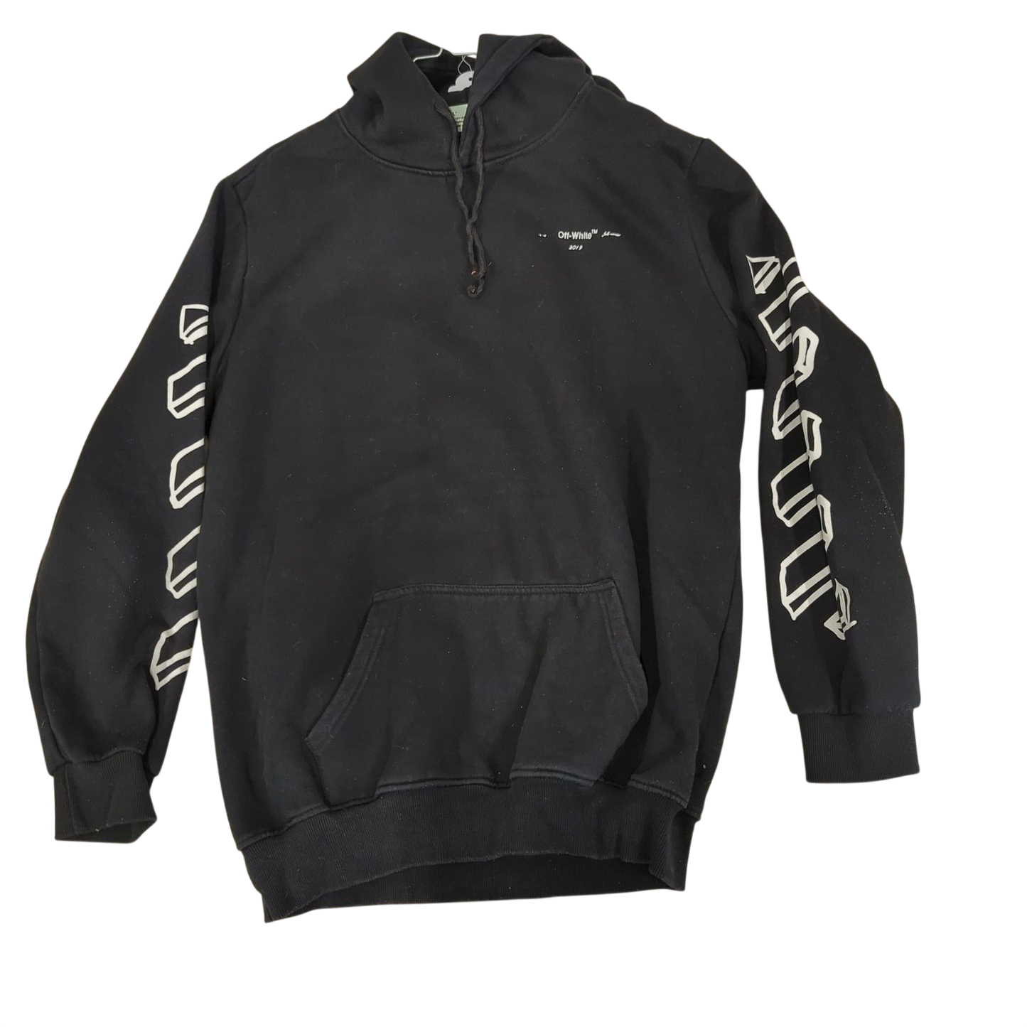 OFF-WHITE Black Hoodie with Sleeve Prints - Virgil Abloh Design