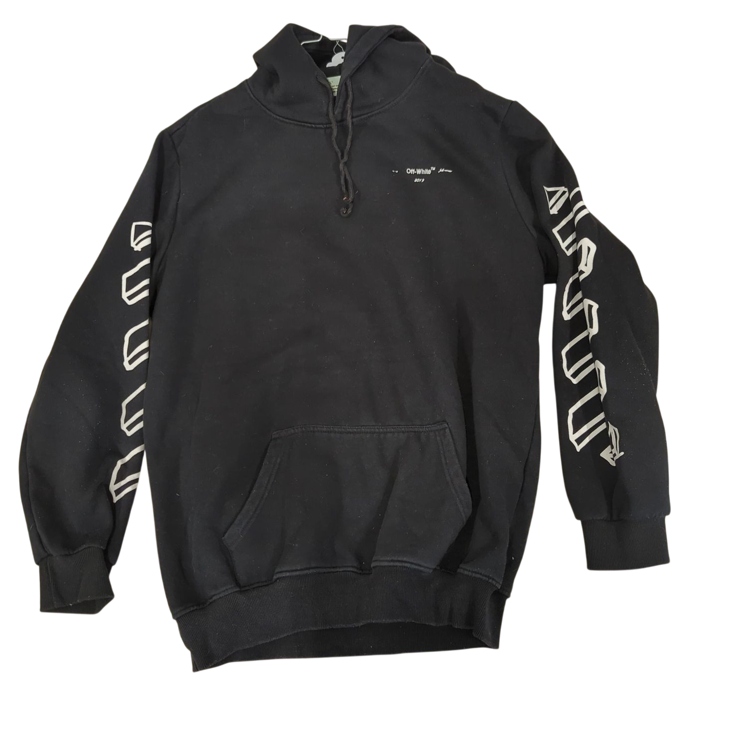 OFF-WHITE Black Hoodie with Sleeve Prints - Virgil Abloh Design