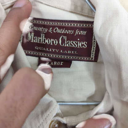 Marlboro Classics Beige Button-Down Shirt - Size Large