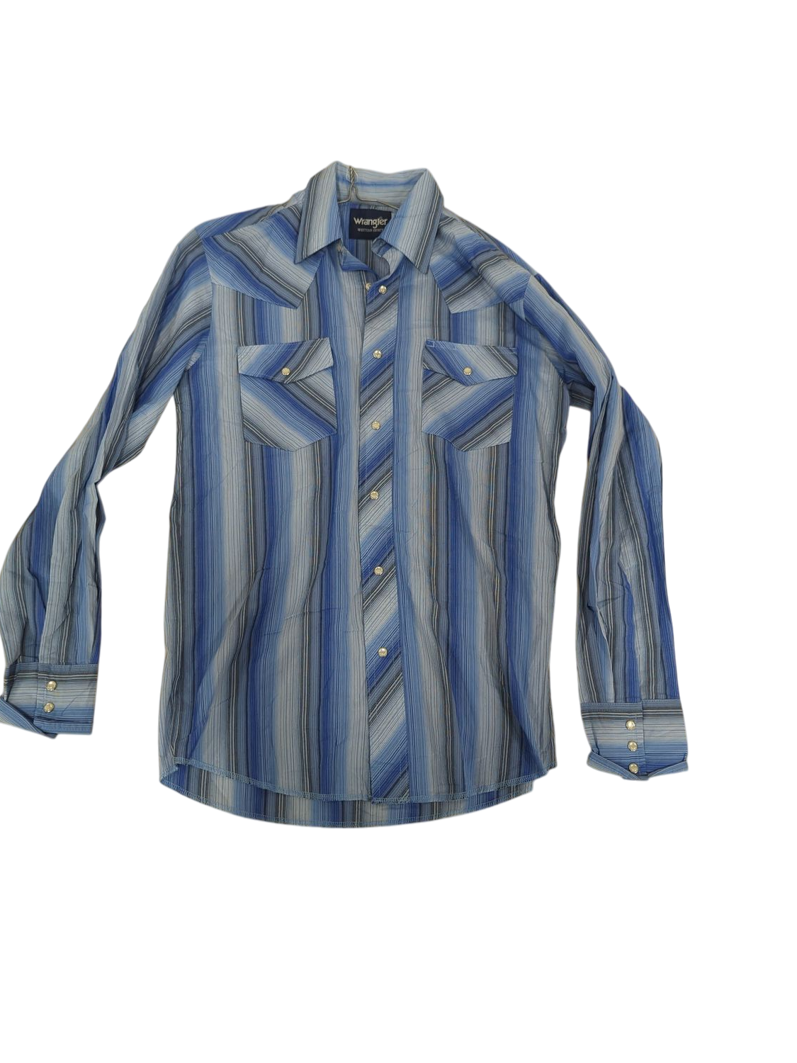 Wrangler Western Shirts Blue Striped Button-Down Shirt - Size S