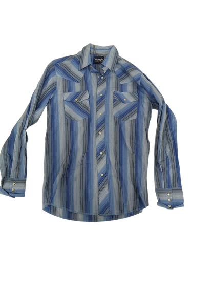 Wrangler Western Shirts Blue Striped Button-Down Shirt - Size S