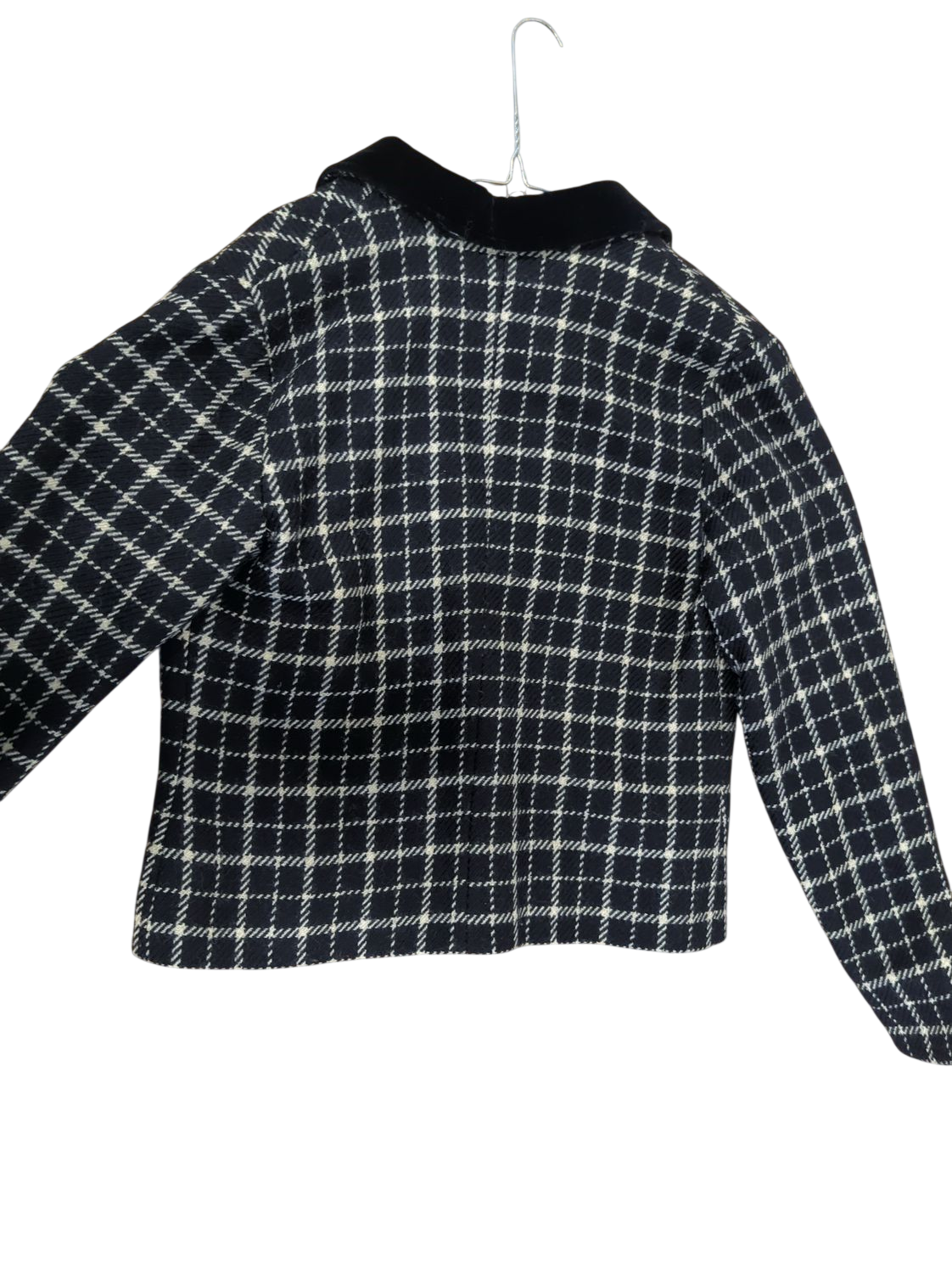 Black and White Checkered Wool Jacket - 100% LANA