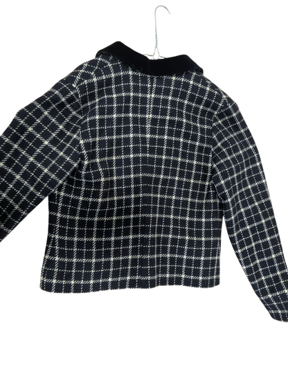 Black and White Checkered Wool Jacket - 100% LANA