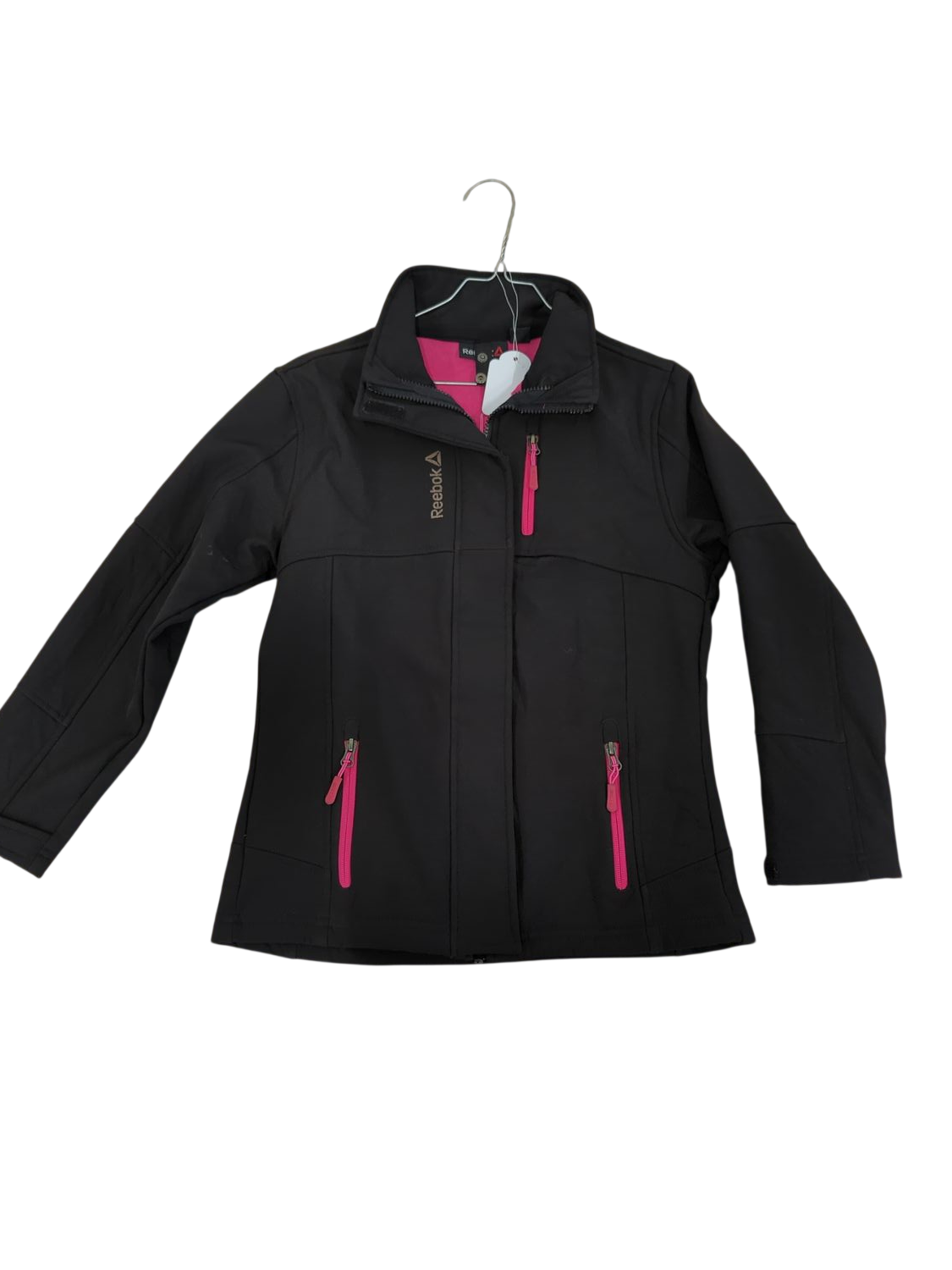Reebok Black Windbreaker Jacket with Pink Accents - Women's Size M