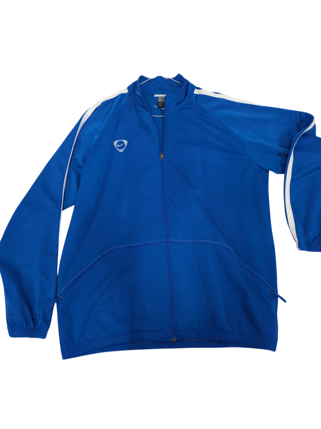 Nike Blue Windbreaker Jacket with White Stripe - Size L